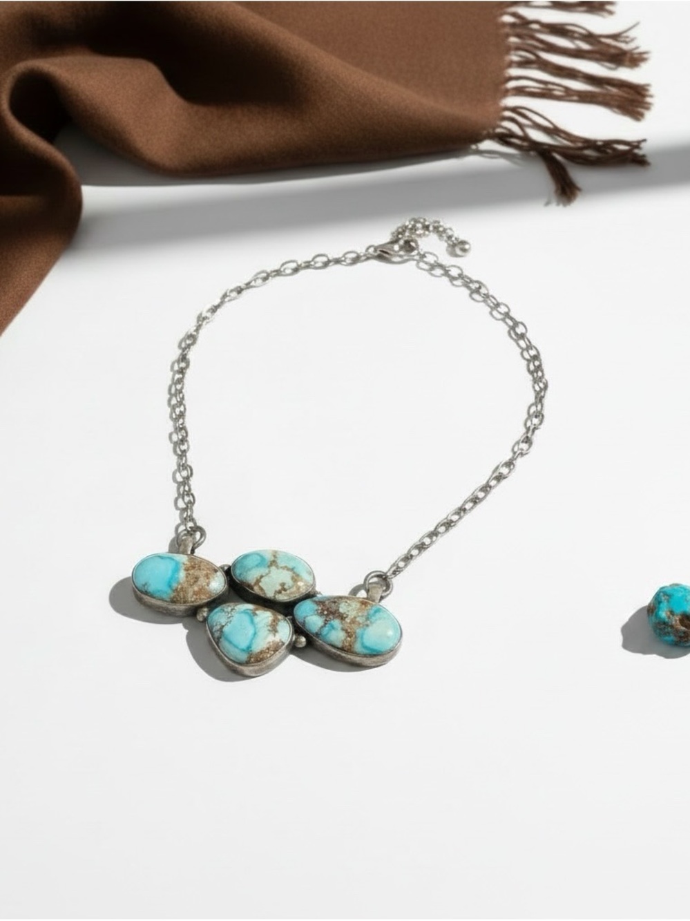 Golden Hills Turquoise Bar Necklace in Matted Solid Sterling Silver - Picture 5 of 9